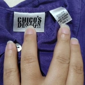 Chico's Design-Plum colored linen/silk blend 3/4 sleeve blouse